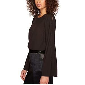 Kensie split sleeve black blouse